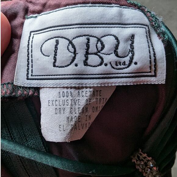 Vtg 1980s D.B.Y. Forest Green Lace Puff Sleeve Strap Back Lolita Mini Dress 2 3 - Picture 5 of 6